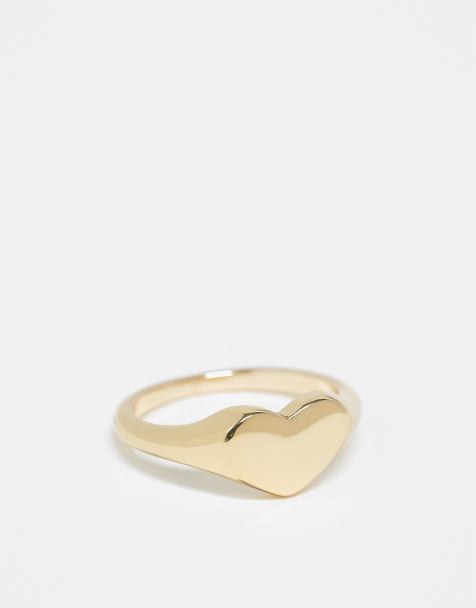 Pieces Curve - Anello con sigillo placcato oro 18 k a forma di cuore - view 1