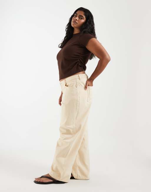 PIECES Curve – Barrel-Jeans in Wollweiß, 3 von 5