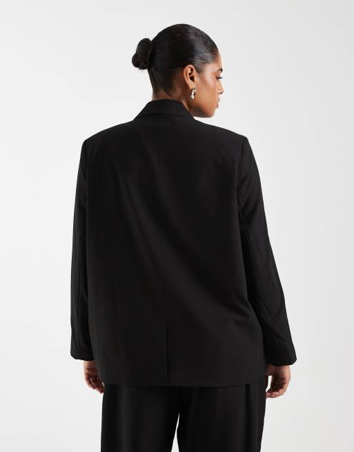 Pieces Curve blazer oversize ajusté coordonné en noir, 3 de 4