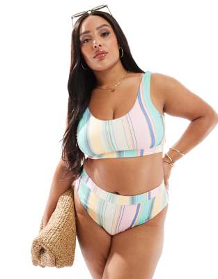 Pieces Curve bralet bikini top in multi stripe - part of a set