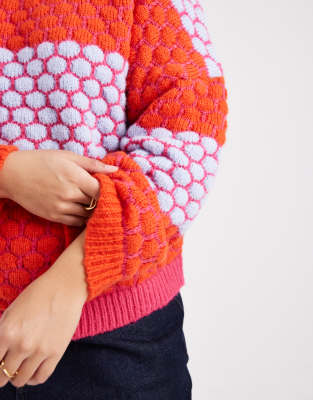 Pieces Plus Pieces Curve Bright Contrast Polka Dot Sweater In Multi