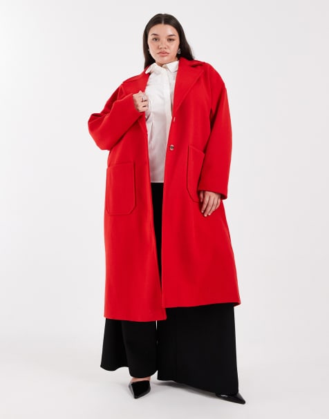 Pieces Curve - Cappotto dad sartoriale rosso taglio lungo - view 1