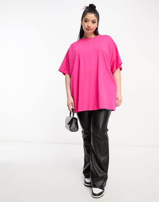 Pieces Curve – Chockrosa lång t-shirt i oversize