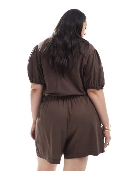 Pieces Curve - Chokoladebrune shorts - Del af sæt, 2 af 5