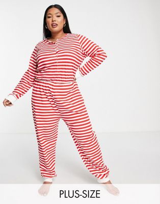 Pieces Curve Christmas onesie in red & white stripe