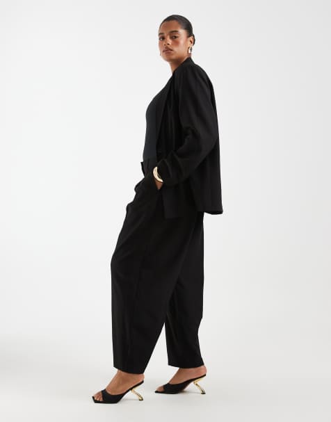 Pieces Curve co-ord pantalon met barrel leg in zwart - view 1