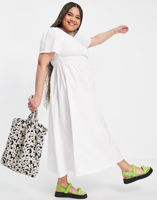 White cotton maxi on sale dress plus size