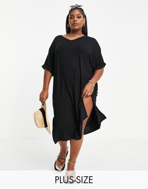 Plus size v neck t hot sale shirt dress