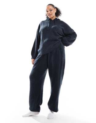 Pieces Plus Pieces Curve Cozy Knit Cuffed Sweatpants In Heathered Navy - Part Of A Set