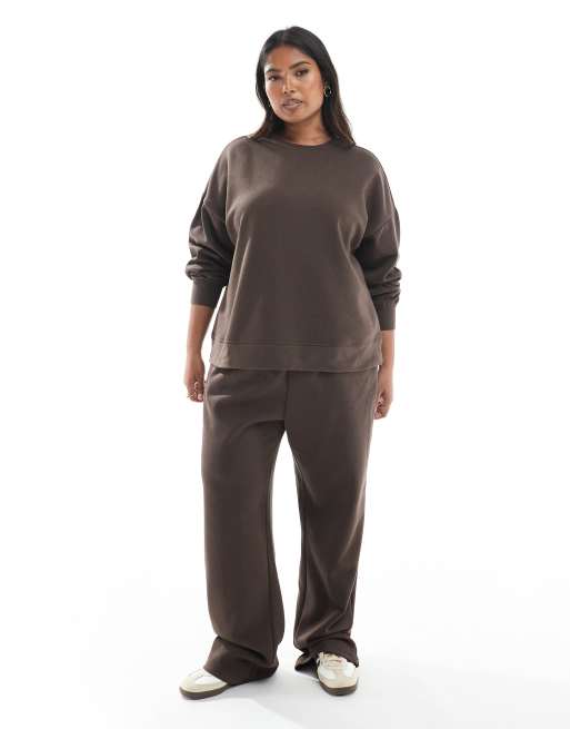 Pieces Curve – Czekoladowobrązowa bluza oversize, część zestawu, 3 z 4