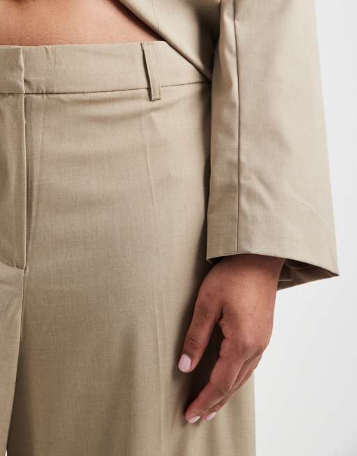 Pieces Curve - Elegante broek met wijde pijpen in beige, deel van co-ord set, 4 van 5