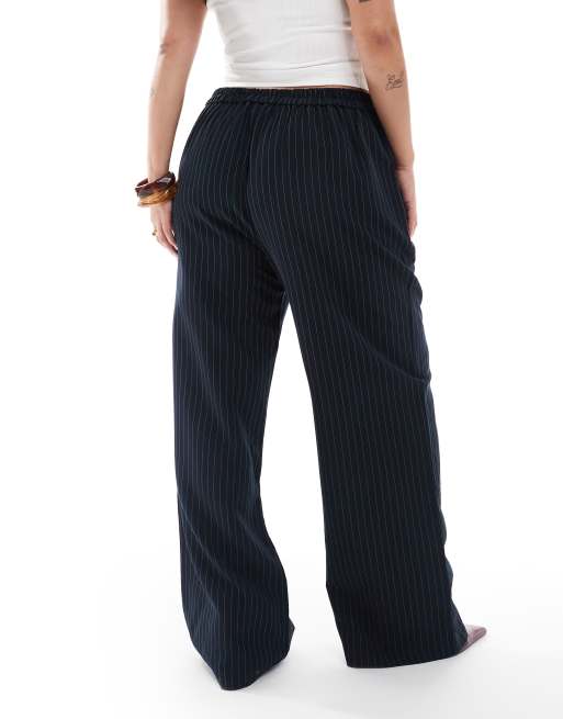 Pieces Curve – Elegante Hose in Marineblau mit Nadelstreifen, Kombiteil, 3 von 5