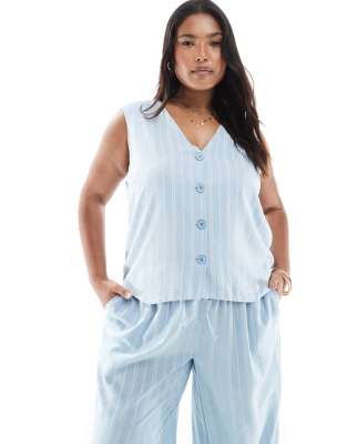 Pieces Curve - Elegante Weste in gestreiftem Hellblau, Kombiteil