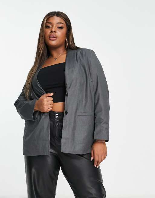 Women's Plus Oversized Dad Blazer & Trousers Suit