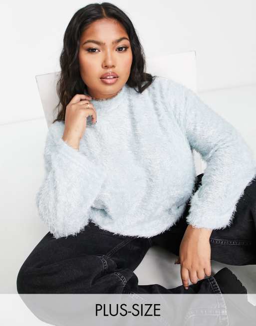 Light blue fluffy clearance sweater