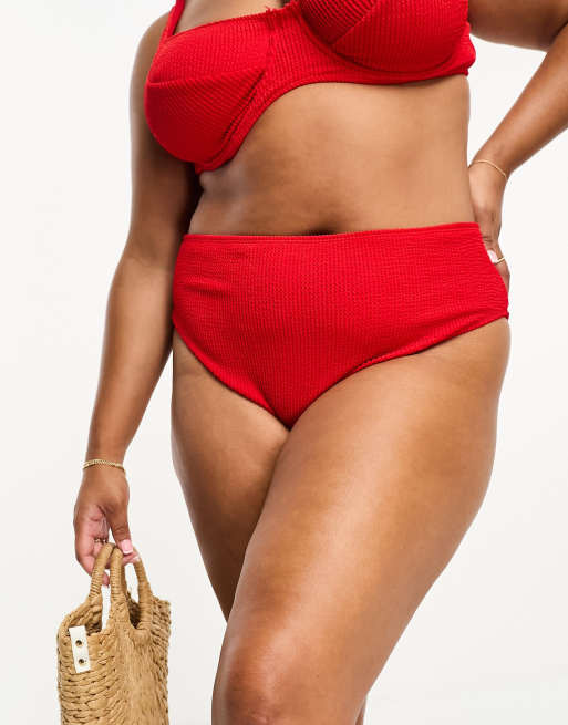Red high waisted bikini plus size outlet