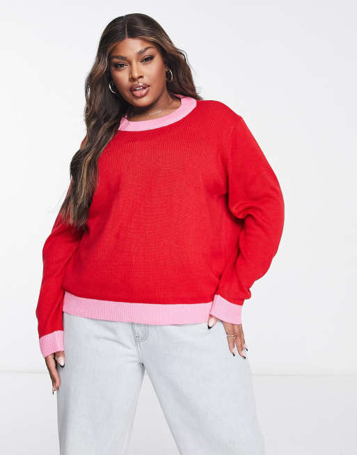 Women's plus store size red sweater