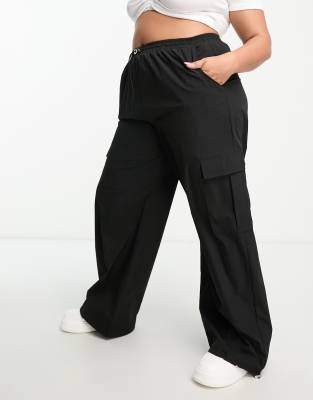 Women's Black Cargo Pants With Toggle Detail –