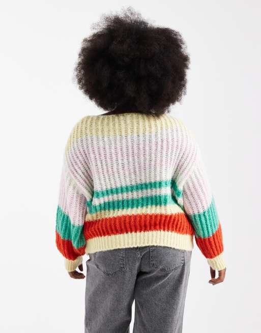 Pieces Curve – Gestrickter Pullover mit bunten Retro-Streifen, 4 von 4