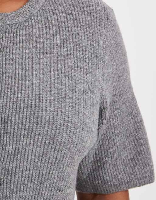 Pieces Curve - Gilet coupe carrée à manches courtes - Gris chiné moyen, 4 de 4