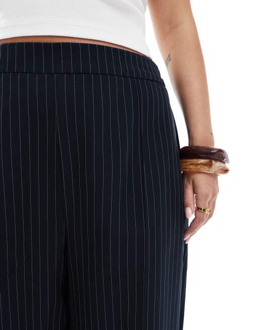 Pieces Curve – Granatowe eleganckie spodnie w prążki, część zestawu, 5 z 5