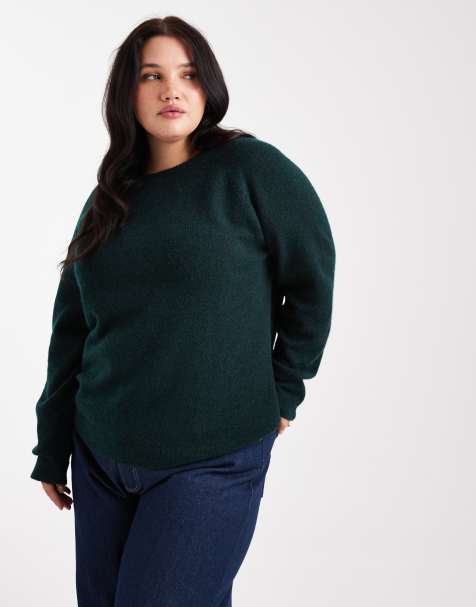 Pieces Curve high neck jumper in deep green