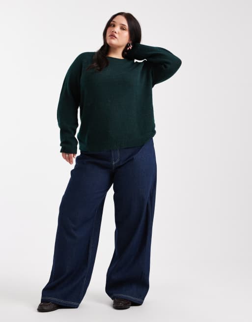 Pieces Curve high neck sweater in deep green, 2 of 4