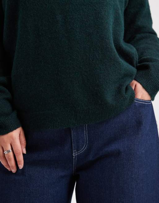 Pieces Curve high neck sweater in deep green, 3 of 4