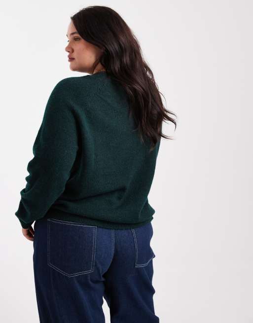 Pieces Curve high neck sweater in deep green, 4 of 4