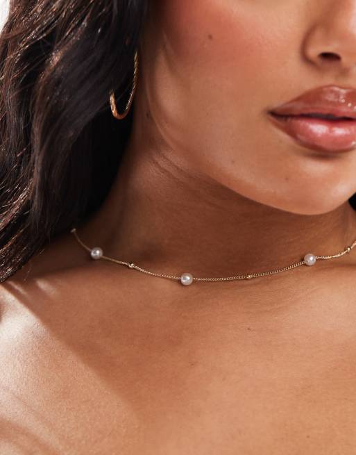 Pieces Curve - Ketting met parels en bolletjes in goud, 2 van 4