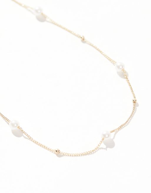 Pieces Curve - Ketting met parels en bolletjes in goud, 3 van 4