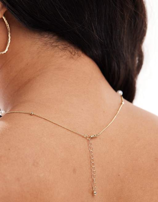 Pieces Curve - Ketting met parels en bolletjes in goud, 4 van 4