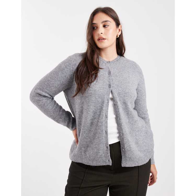 HEAP layer knit cardigan グレー Pieces Curve knit cardigan in medium heather gray | ASOS