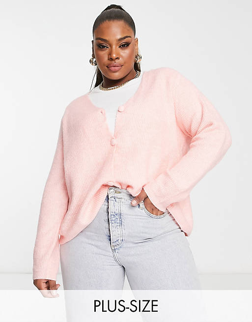 Apartment navigation Natura Pieces Curve knitted cardigan in light pink | ASOS