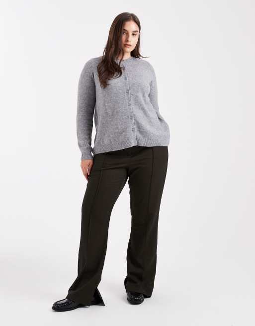 Pieces Curve knitted cardigan in medium grey melange, 2 of 4