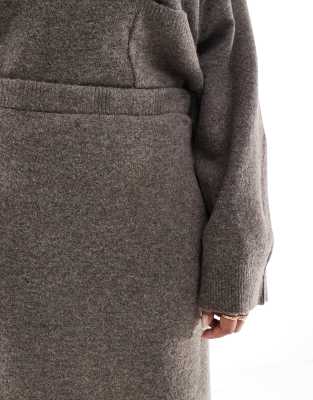 Pieces Plus Pieces Curve Knitted Maxi Skirt In Neutral