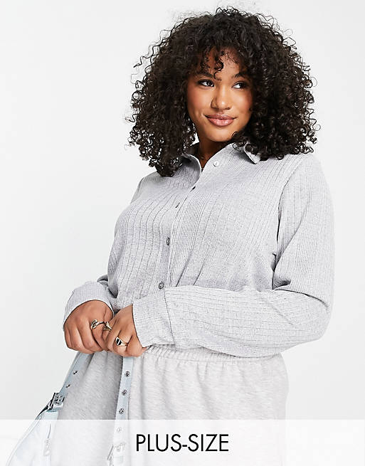  Shirts & Blouses/Pieces Curve knitted shirt in light grey 