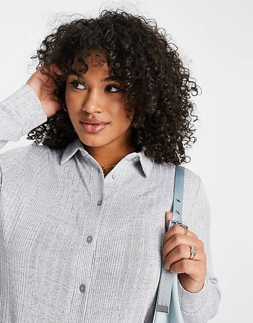  Shirts & Blouses/Pieces Curve knitted shirt in light grey 