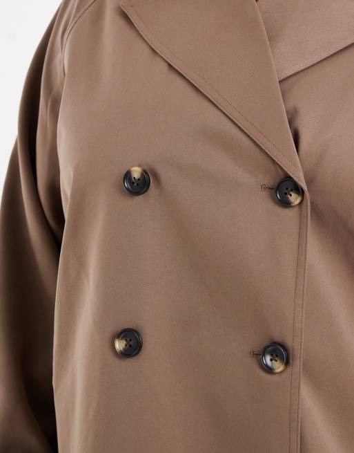 Pieces Curve kurzer Trenchcoat in Braun-Linsenfarbe, 4 von 4