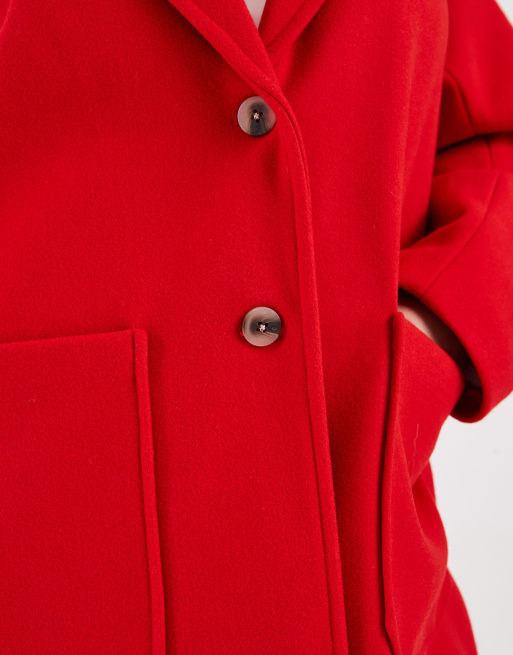 Pieces Curve longline tailored dad coat in red, 3 of 4