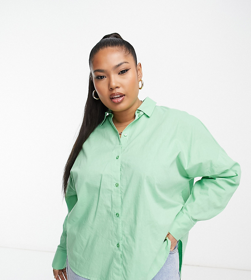 Pieces Plus Pieces Curve Loose Shirt In Green