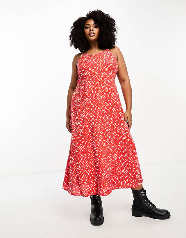 Pieces Plus - Pieces Curve maxi slip dress in red heart print