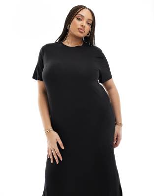 Long Sleeve Womens Dresses Mesh T Shirt Dress Black Only Curve