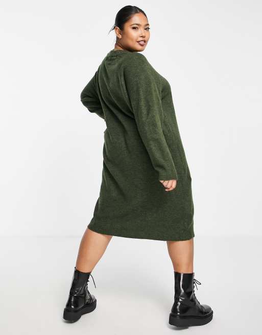 Dark green jumper dress best sale