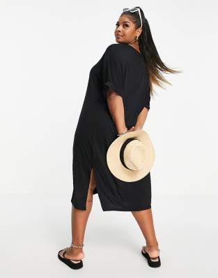 v neck cotton t shirt dress