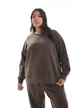 [Pieces Plus] Pieces Curve oversized sweatshirt in chocolate brown (part of a set) 28-30 Hot fudge