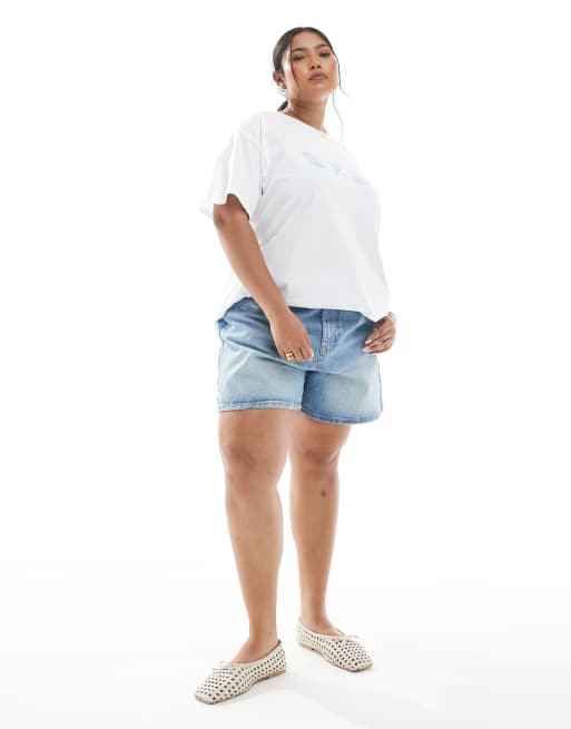 Pieces Curve oversized t-shirt with 3 seashell graphic in white, 2 of 4