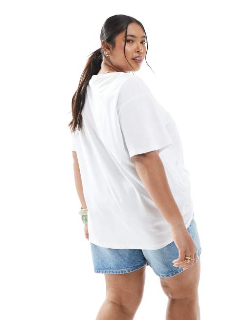 Pieces Curve oversized t-shirt with 3 seashell graphic in white, 3 of 4