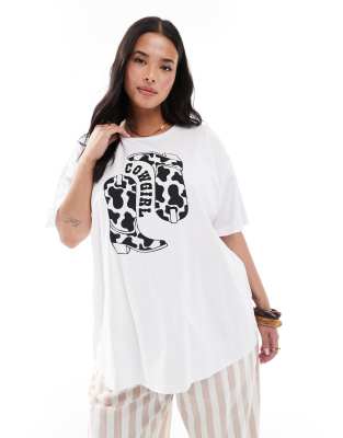 Pieces Plus Pieces Curve Oversized T-shirt With Cowgirl Graphic