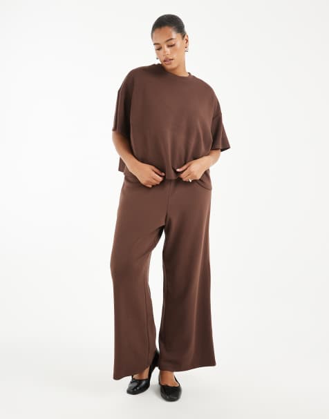 Pieces Curve - Pantalon de jogging ample d'ensemble ample - Marron café - view 1
